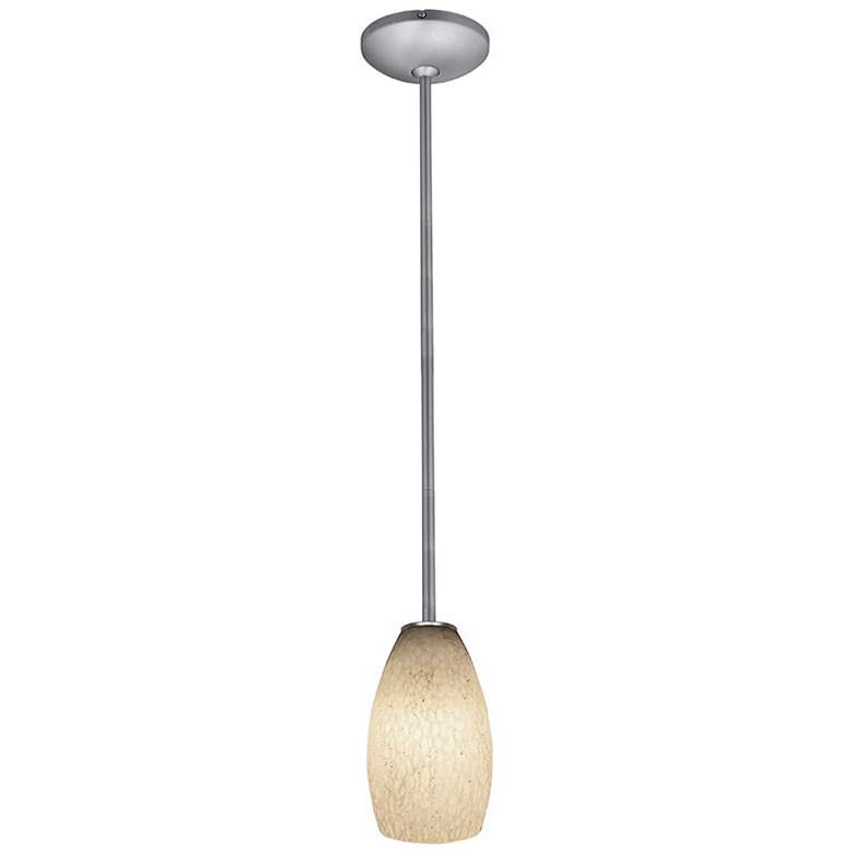 Image 3 Champagne - E26 LED Rod Pendant - Brushed Steel Finish - White Stone Glass more views