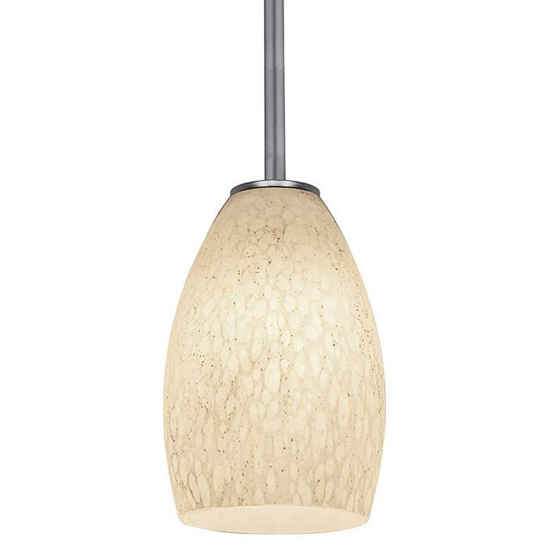 Image 4 Champagne - E26 LED Rod Pendant - Brushed Steel Finish - White Stone Glass more views