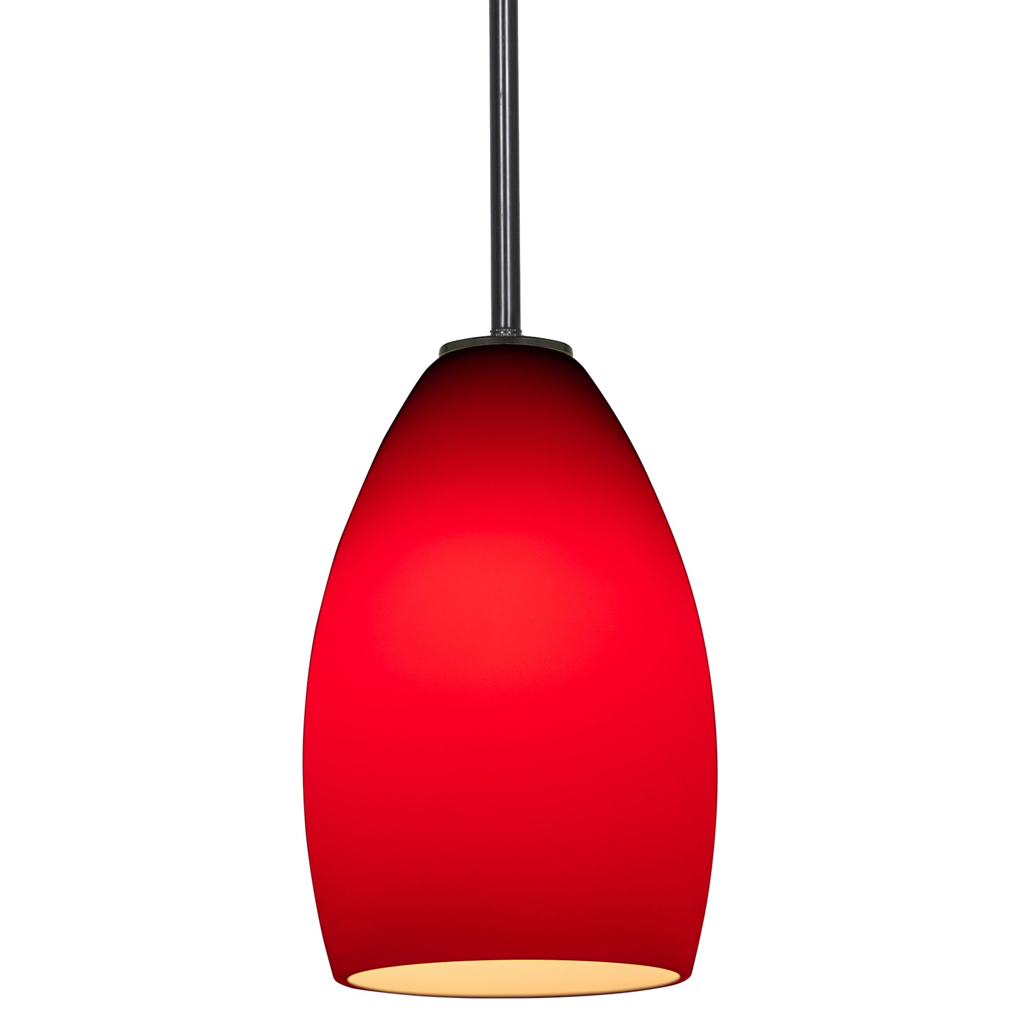 Champagne - E26 LED Rod Pendant - Oil Rubbed Bronze Finish - Red Glass
