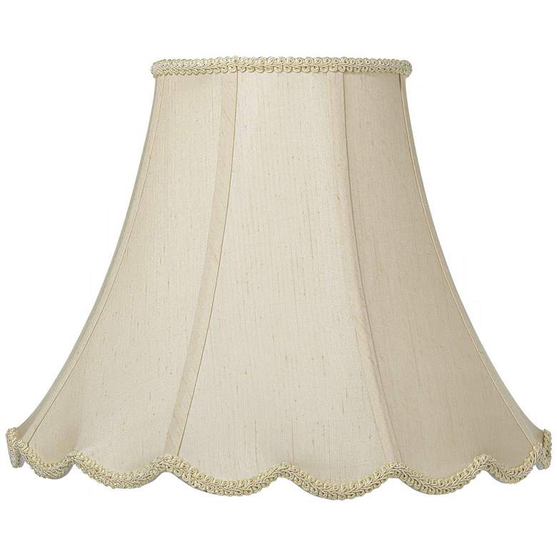 Image 1 Champagne Faux Silk Scallop Bell Shade 6x12x9.5 (Spider)
