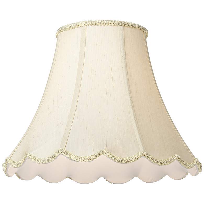 Image 2 Champagne Faux Silk Scallop Bell Shade 7.5x16x12.75 (Spider) more views