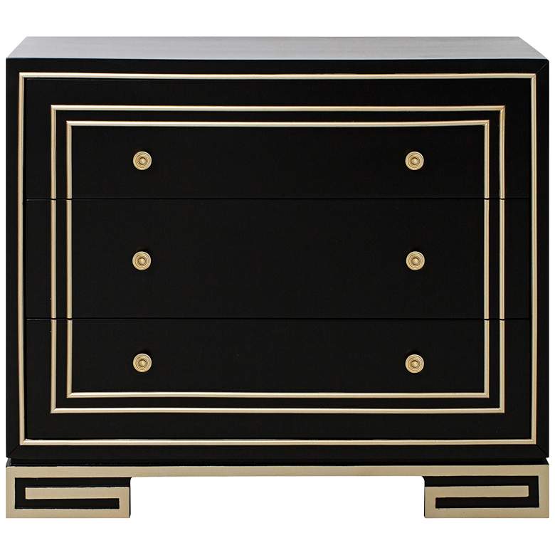 Image 1 Champagne Gold Overlay Black Painted 3-Drawer Accent Chest