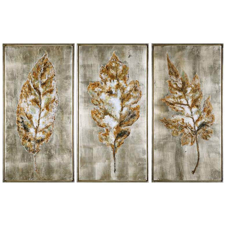 Champagne Leaves 3-Piece 40 3/4&quot; High Canvas Wall Art Set