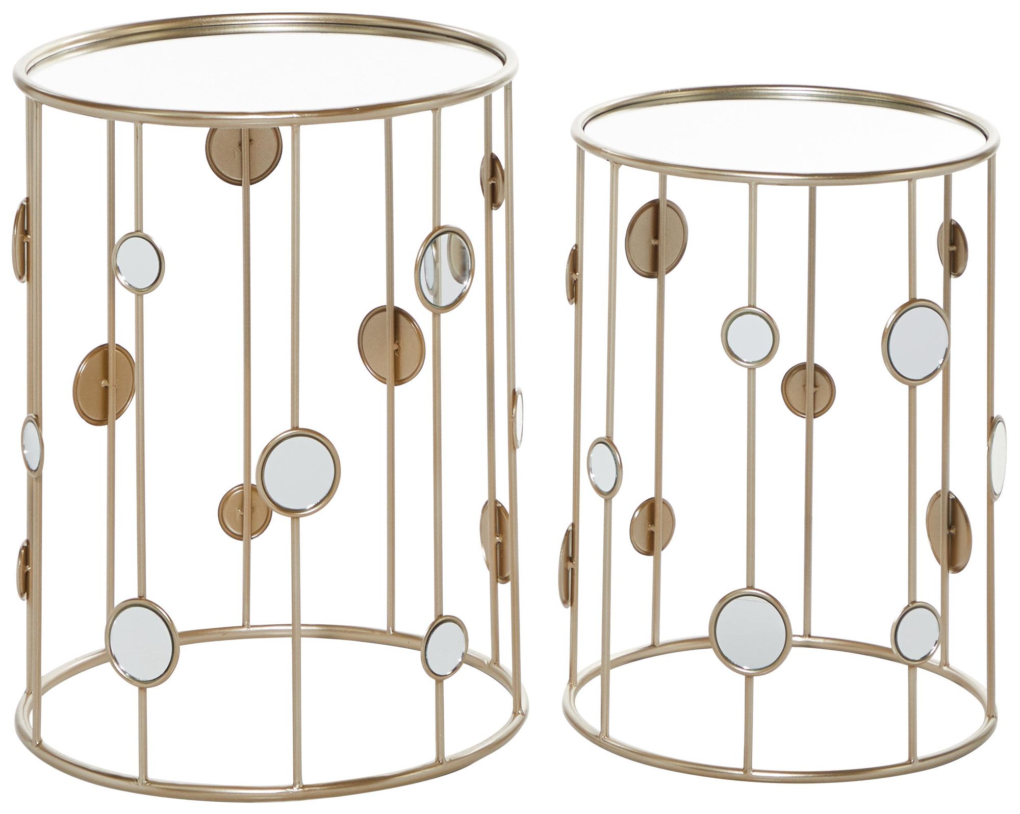 Image 2 Champagne Metal Contemporary Accent Table, S/2 18", 20"H