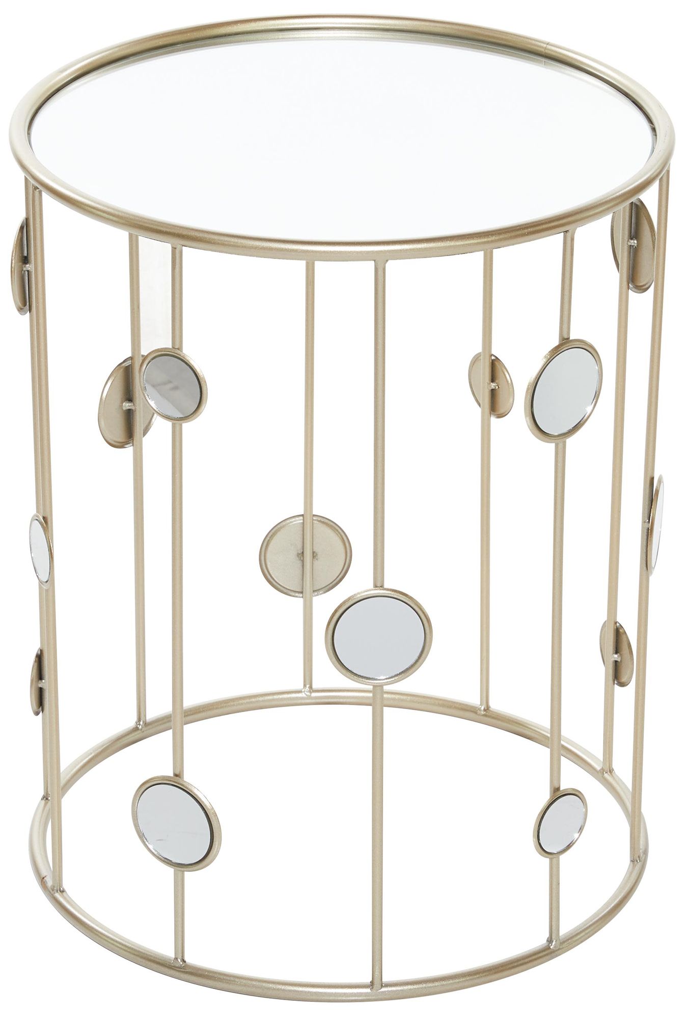 Image 4 Champagne Metal Contemporary Accent Table, S/2 18", 20"H more views