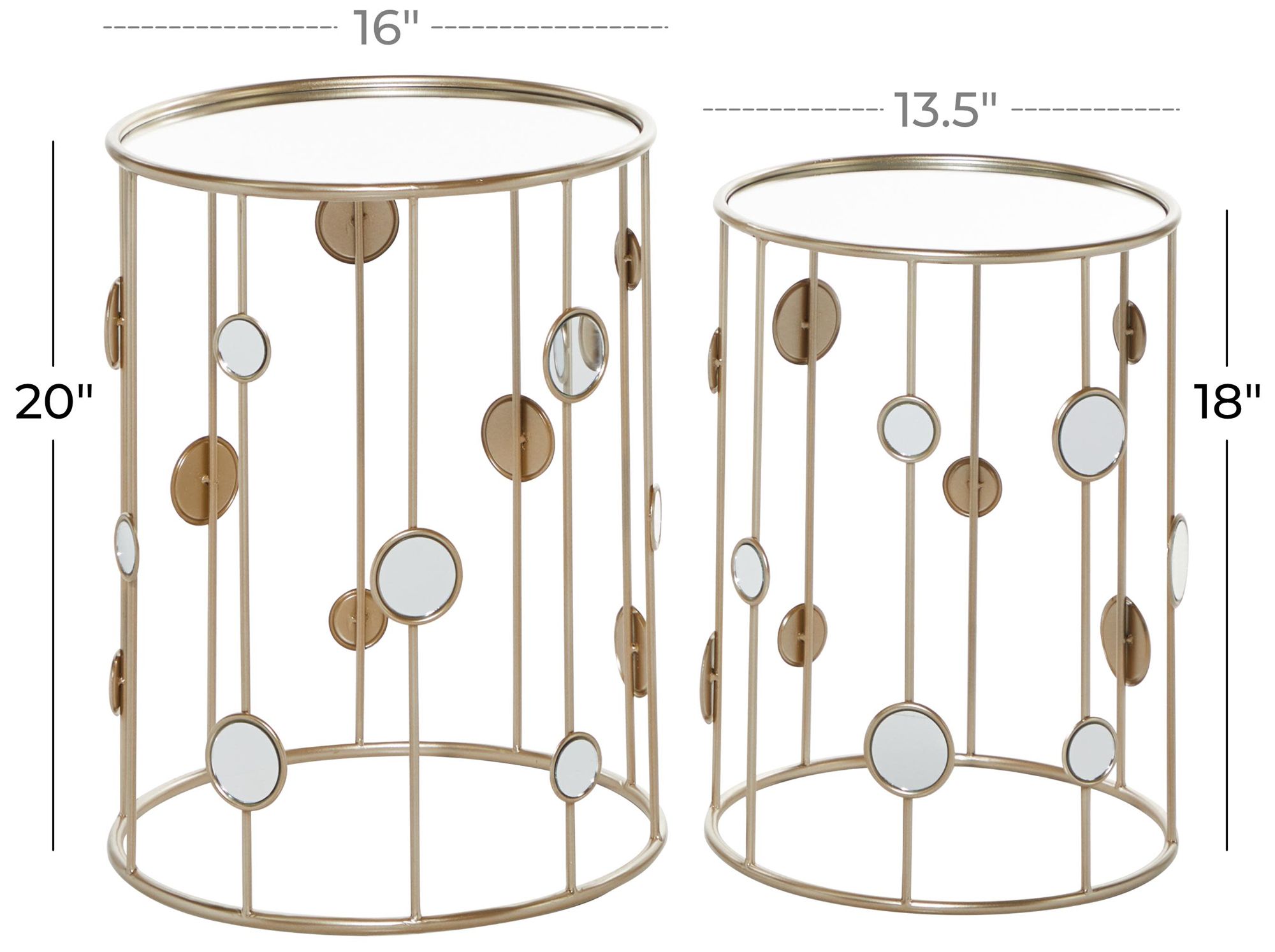 Image 5 Champagne Metal Contemporary Accent Table, S/2 18", 20"H more views