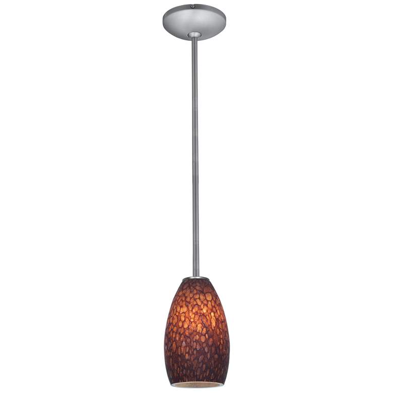 Image 1 Champagne - Rods - Brushed Steel Finish - Brown Stone Glass Shade