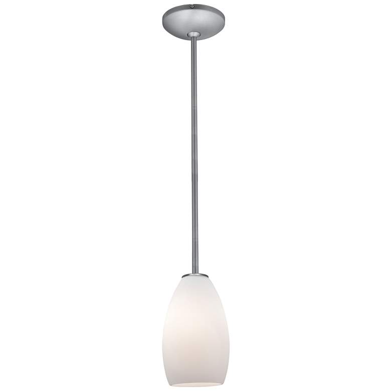 Image 1 Champagne - Rods - Brushed Steel Finish - Opal Glass Shade