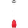 Champagne - Rods - Brushed Steel Finish - Red Glass Shade