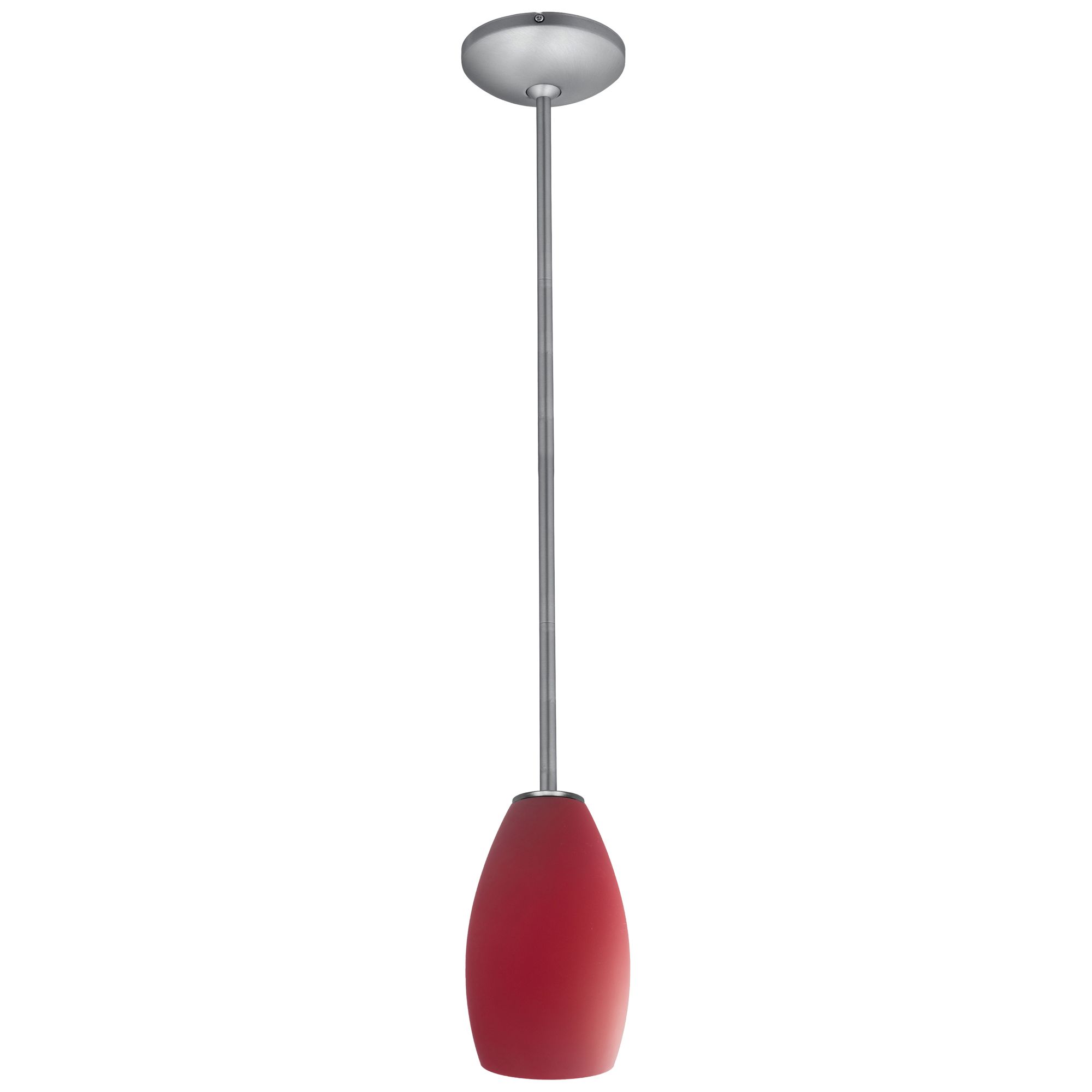 Image 5 Champagne - Rods - Brushed Steel Finish - Red Glass Shade more views