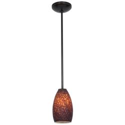 Champagne - Rods - Oil Rubbed Bronze Finish - Brown Stone Glass Shade