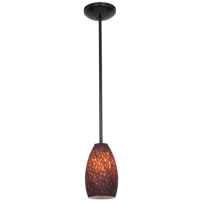 Image 1 Champagne - Rods - Oil Rubbed Bronze Finish - Brown Stone Glass Shade