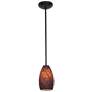 Champagne - Rods - Oil Rubbed Bronze Finish - Brown Stone Glass Shade