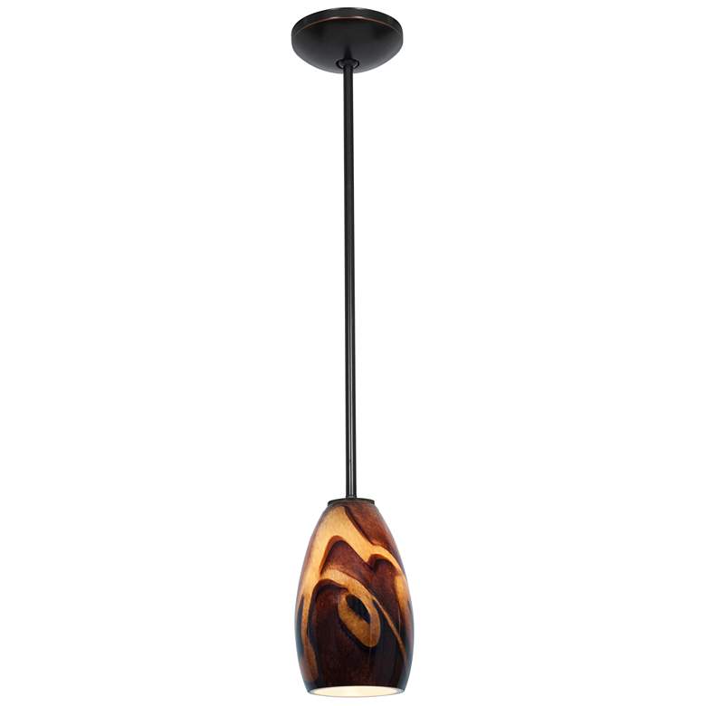 Image 1 Champagne - Rods - Oil Rubbed Bronze Finish - Inca Glass Shade