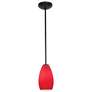 Champagne - Rods - Oil Rubbed Bronze Finish - Red Glass Shade