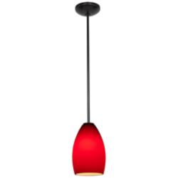 Champagne - Rods - Oil Rubbed Bronze Finish - Red Glass Shade