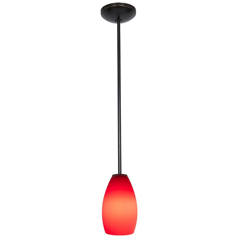 Image 2 Champagne - Rods - Oil Rubbed Bronze Finish - Red Glass Shade more views
