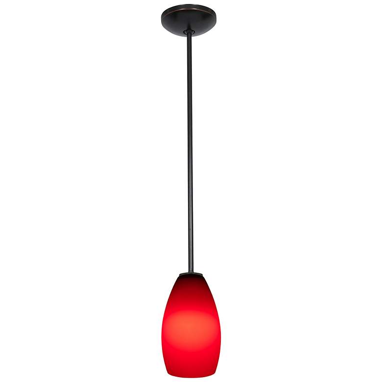 Image 3 Champagne - Rods - Oil Rubbed Bronze Finish - Red Glass Shade more views