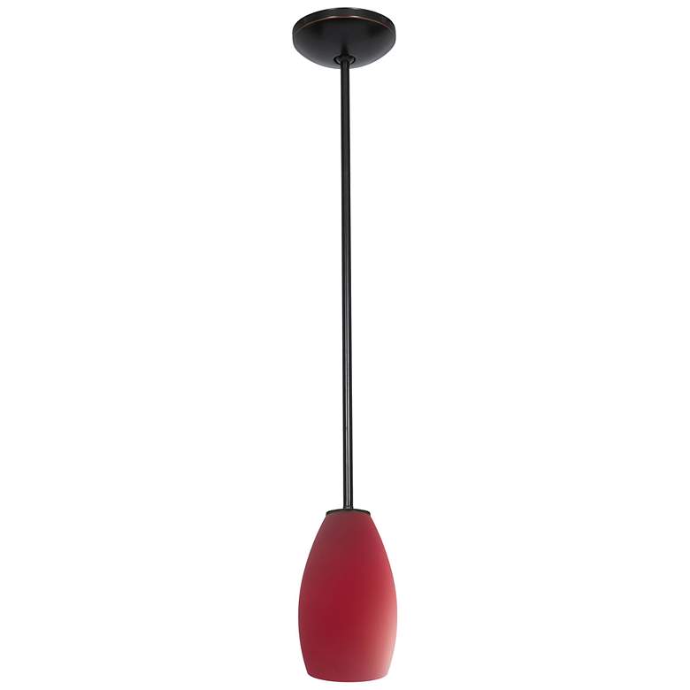 Image 5 Champagne - Rods - Oil Rubbed Bronze Finish - Red Glass Shade more views