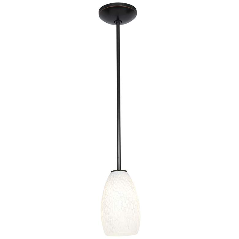 Image 1 Champagne - Rods - Oil Rubbed Bronze Finish - White Stone Glass Shade