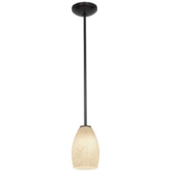 Champagne - Rods - Oil Rubbed Bronze Finish - White Stone Glass Shade