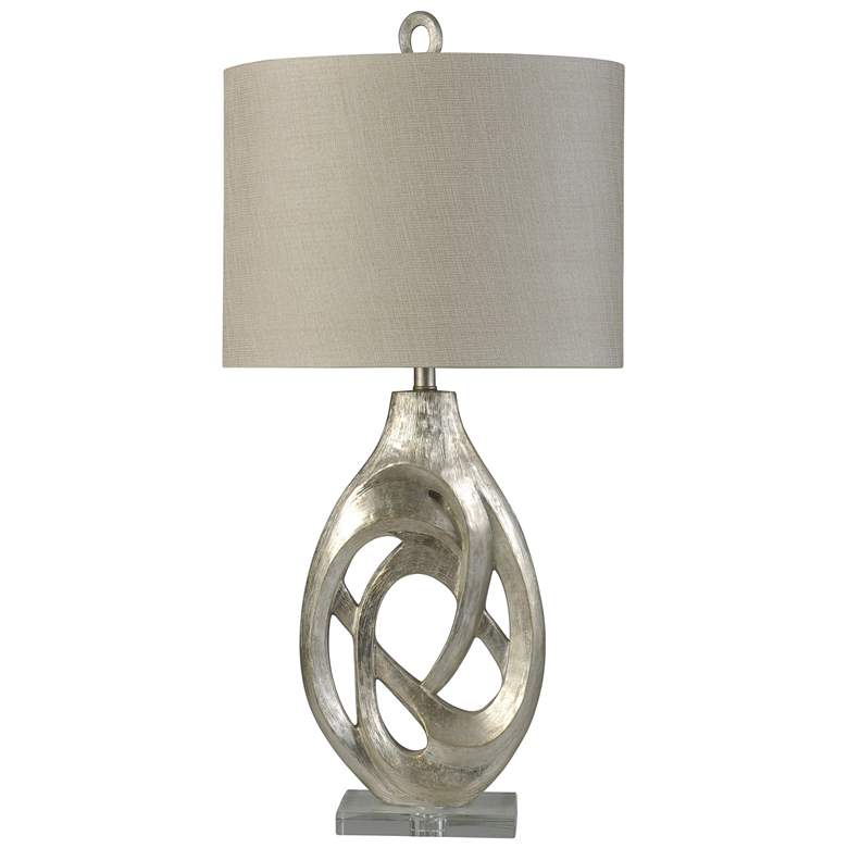 Image 1 Champagne Silver Transitional Crystal Accented Table Lamp Hardback Shade