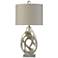 Champagne Silver Transitional Crystal Accented Table Lamp Hardback Shade
