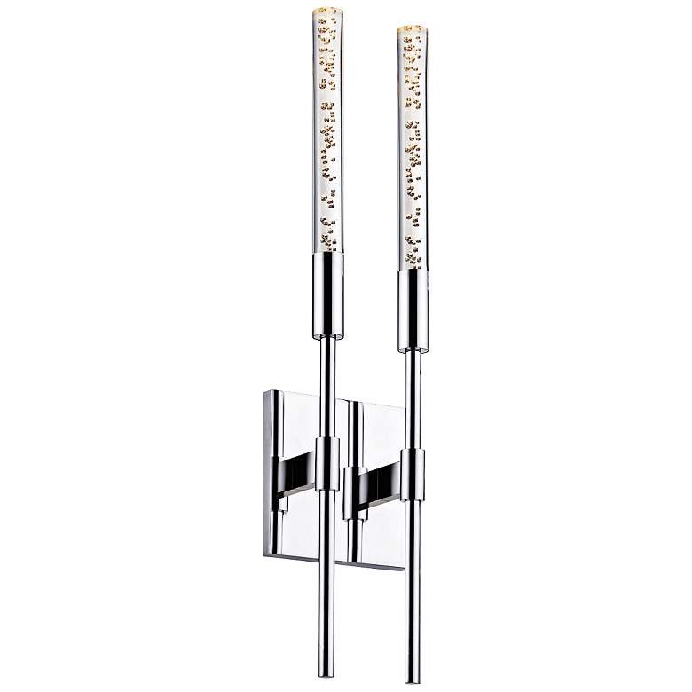 Image 1 Champagne Wands 20 3/4 inch High 2-Light Chrome LED Sconce