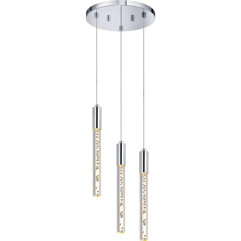 Image 1 Champagne Wands 7" Wide Chrome LED Multi Light Pendant