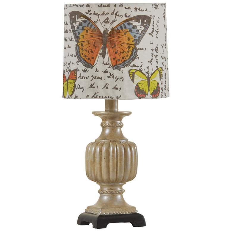 Image 1 Champagne Wash With Butterfly Shade Mini Table Lamp