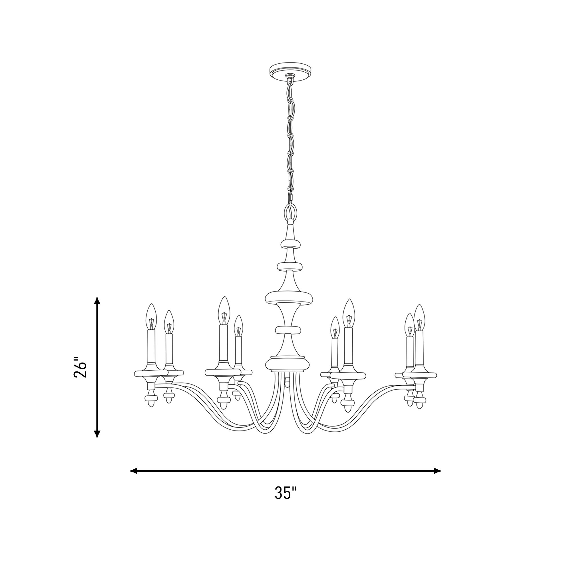 Champlain 8-Light Chandelier in Warm Brass