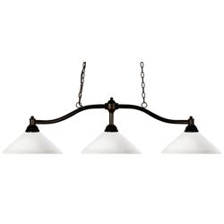 Chance 50" Wide Bronze 3-Light Cone Billiard Pendant
