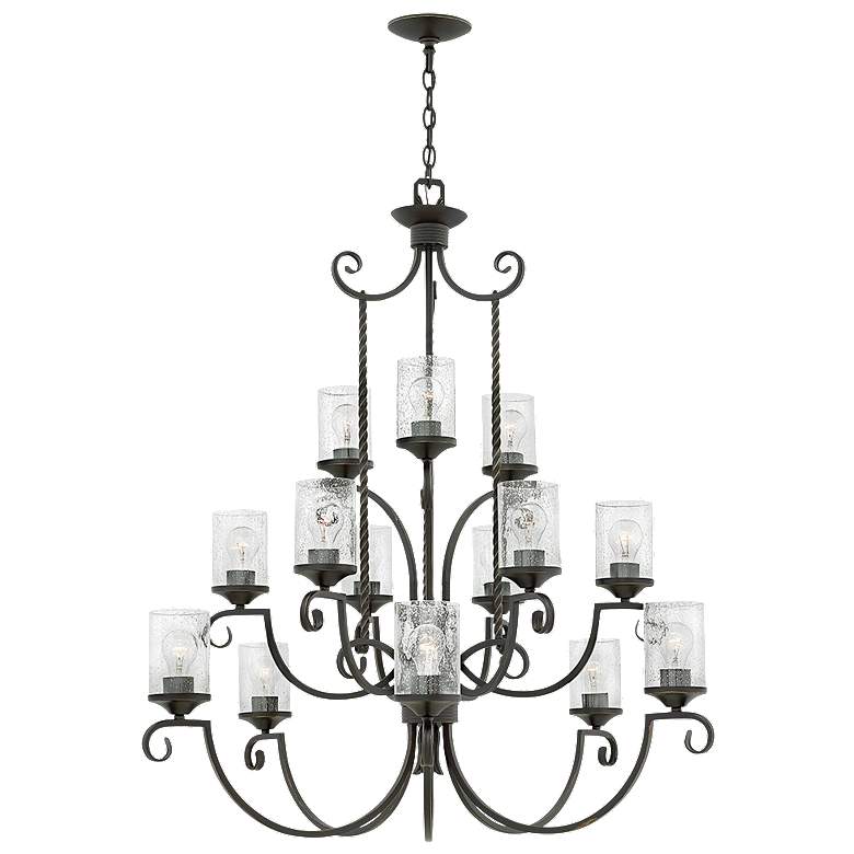 Image 1 Chandelier Casa-Large Three Tier-Olde Black With Clear Seedy Glass
