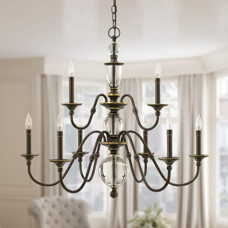 Image 1 Chandelier Eleanor-Medium Two Tier-Light Oiled Bronze