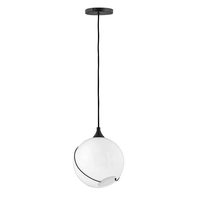 Image 2 Chandelier Skye-Small Pendant-Black With Cased Opal Glass more views