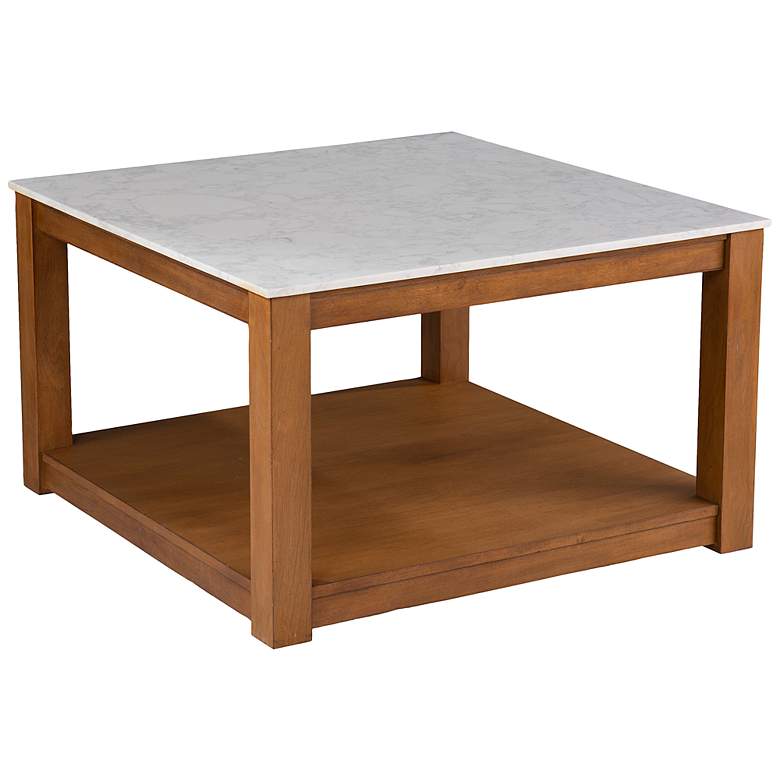 Image 2 Chandlen 30" Wide White and Natural Square Cocktail Table