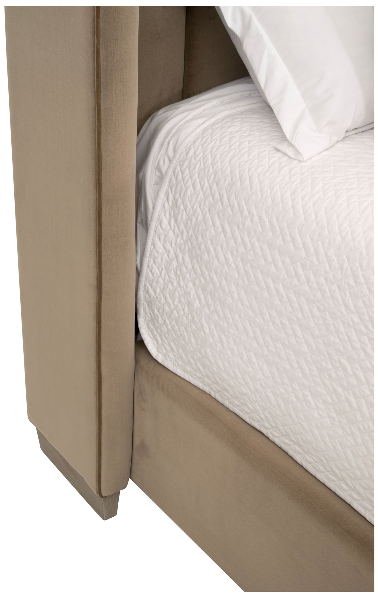Chandler Cal King Bed, Caramel Velvet, Natural Gray Oak