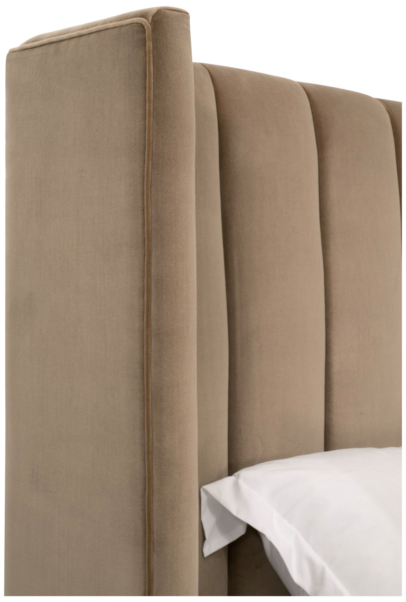 Chandler Cal King Bed, Caramel Velvet, Natural Gray Oak