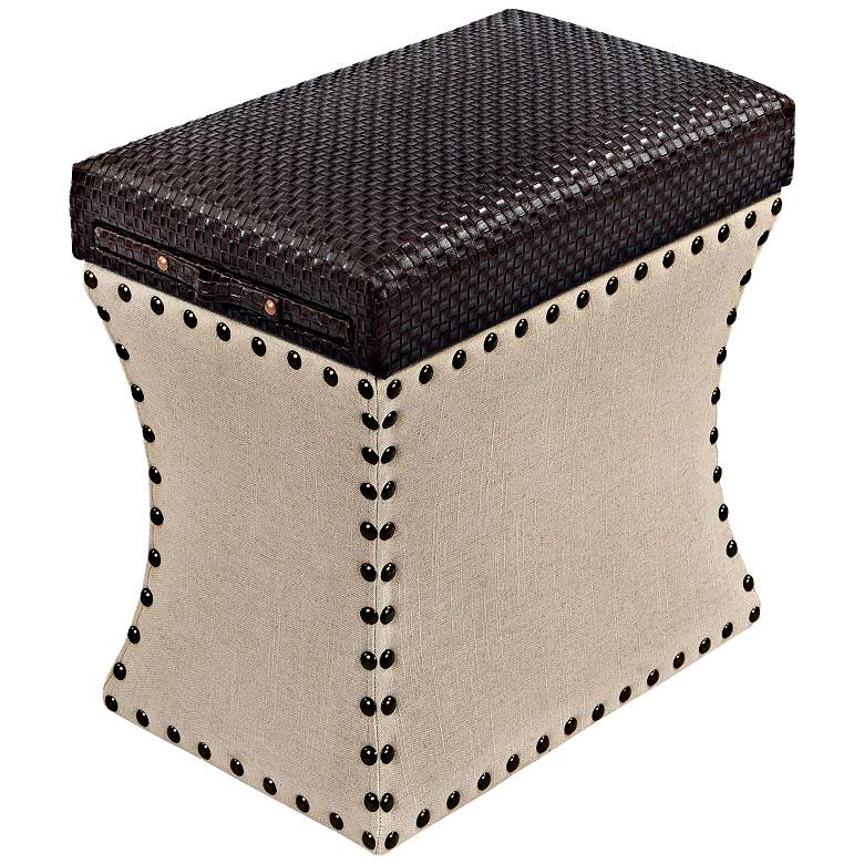 Image 1 Chandler Chocolate Brown Storage Ottoman with Pull-Out Shelf