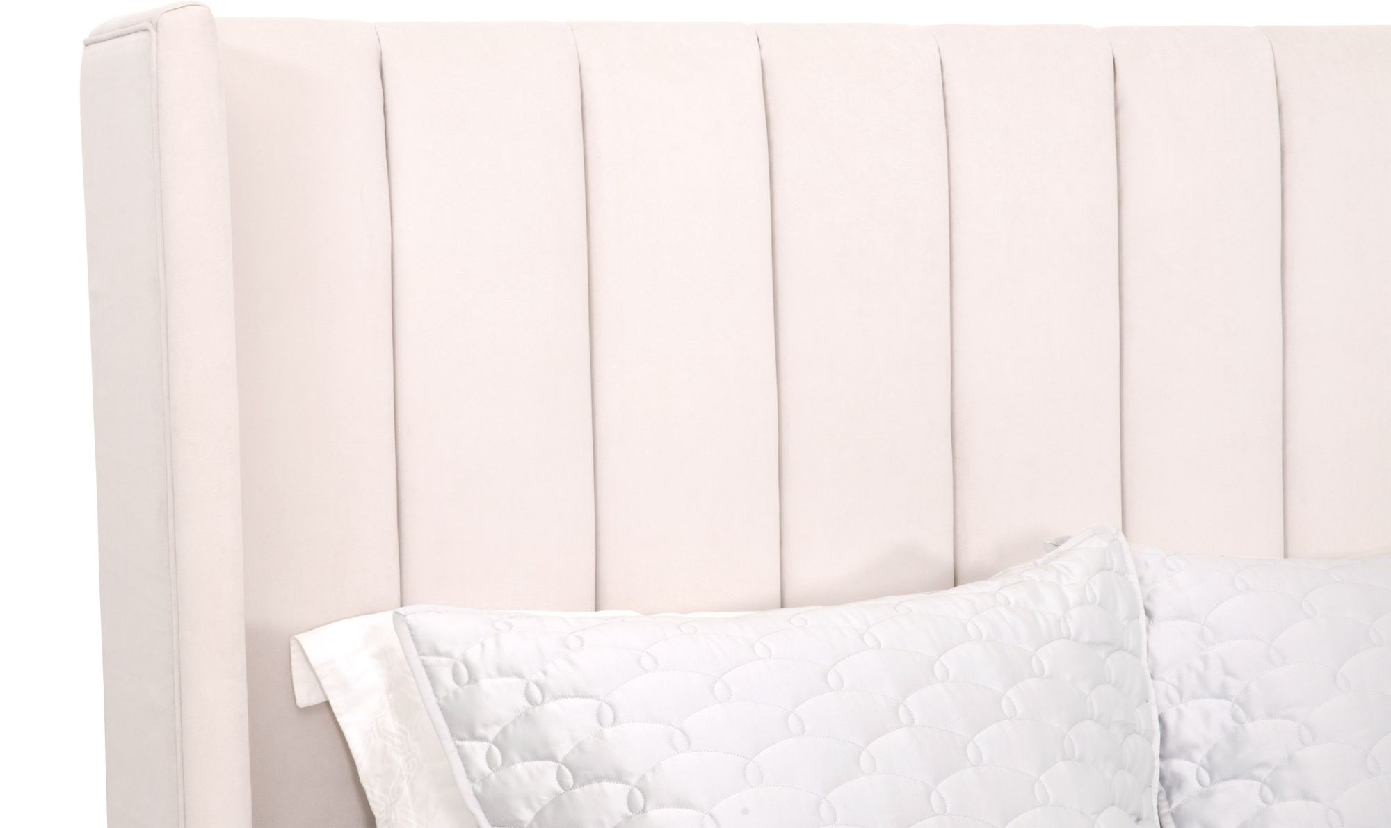 Chandler Cream Velvet Tufted Queen Platform Bed