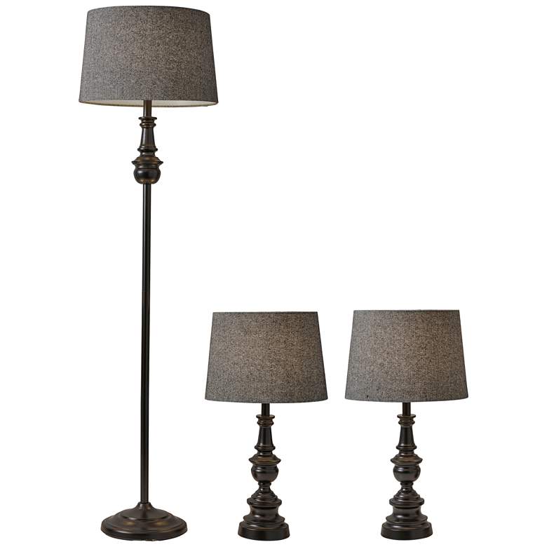 Image 2 Chandler Dark Bronze 3-Piece Floor and Table Lamp Set