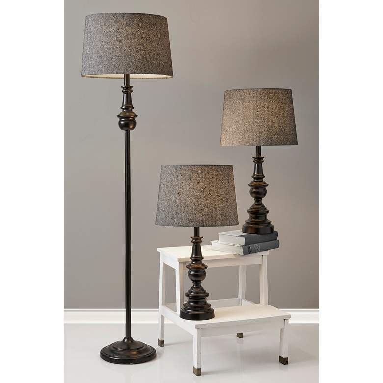 Image 1 Chandler Dark Bronze 3-Piece Floor and Table Lamp Set