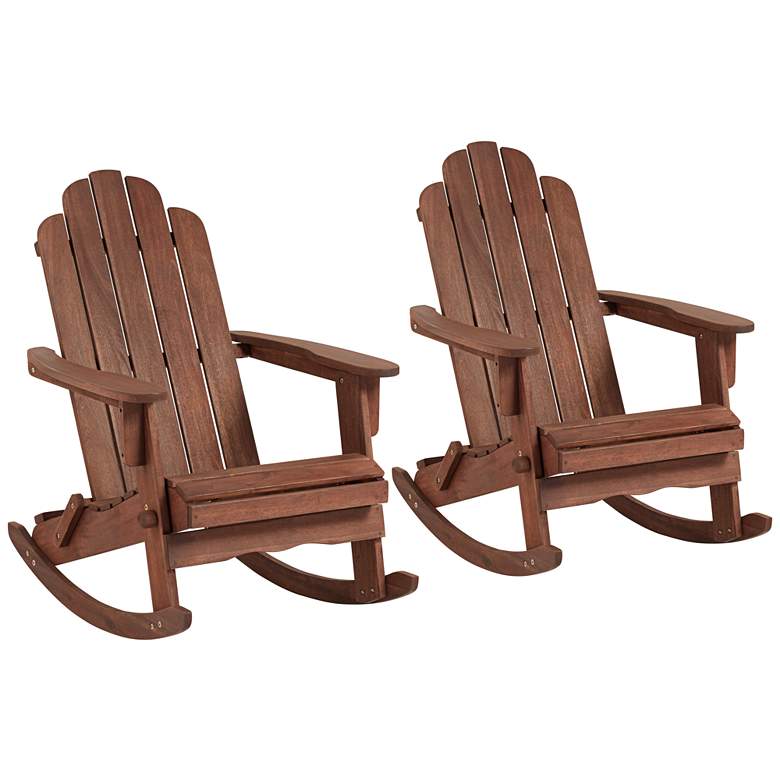 Chandler Dark Natural Adirondack Rocking Chairs Set of 2