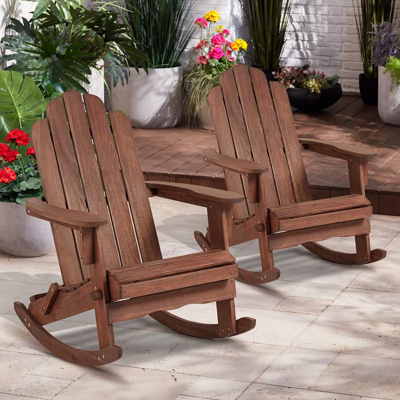 Image 1 Chandler Dark Natural Adirondack Rocking Chairs Set of 2