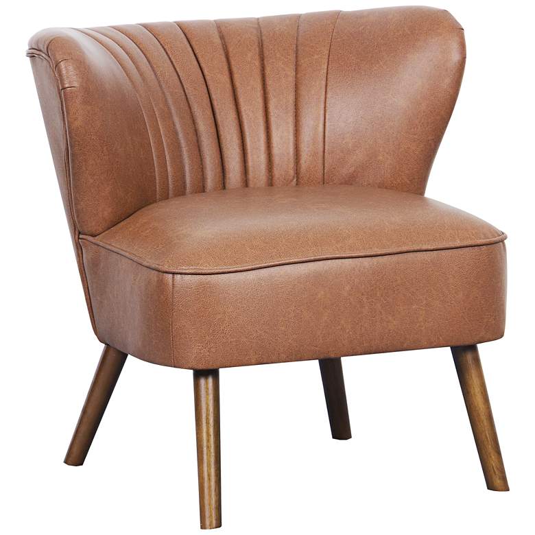 Image 1 Chandler Lummus Cognac Faux Leather Wingback Accent Chair