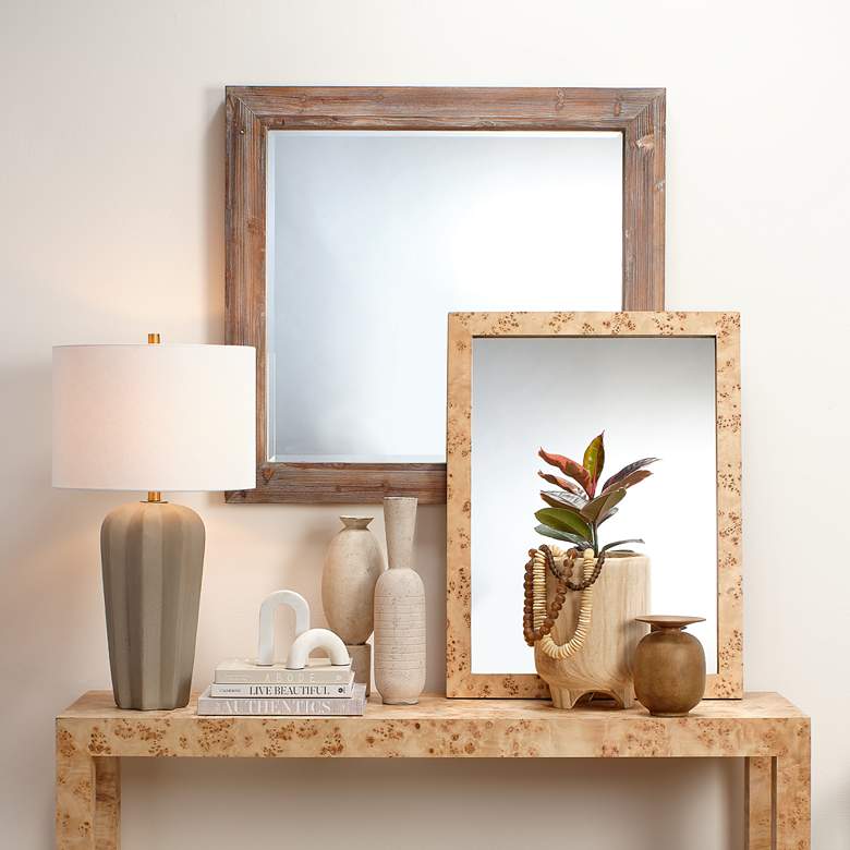 Image 6 Chandler Natural Burl Wood 25" x 33" Rectangular Wall Mirror more views