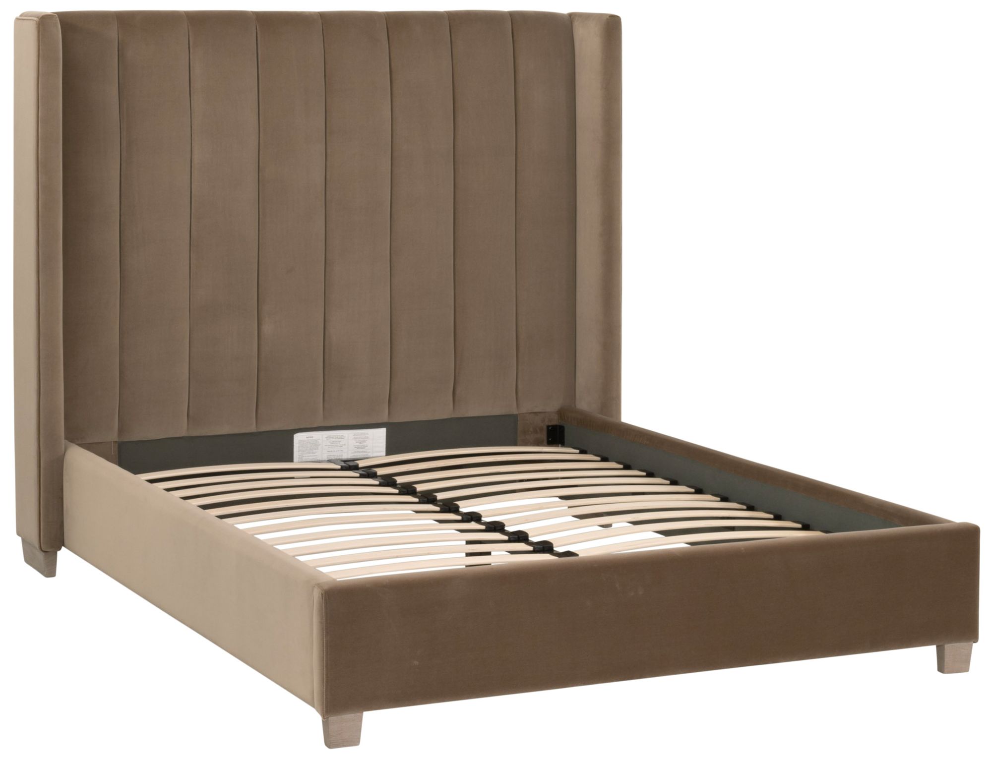 Chandler Queen Bed, Caramel Velvet, Natural Gray Oak