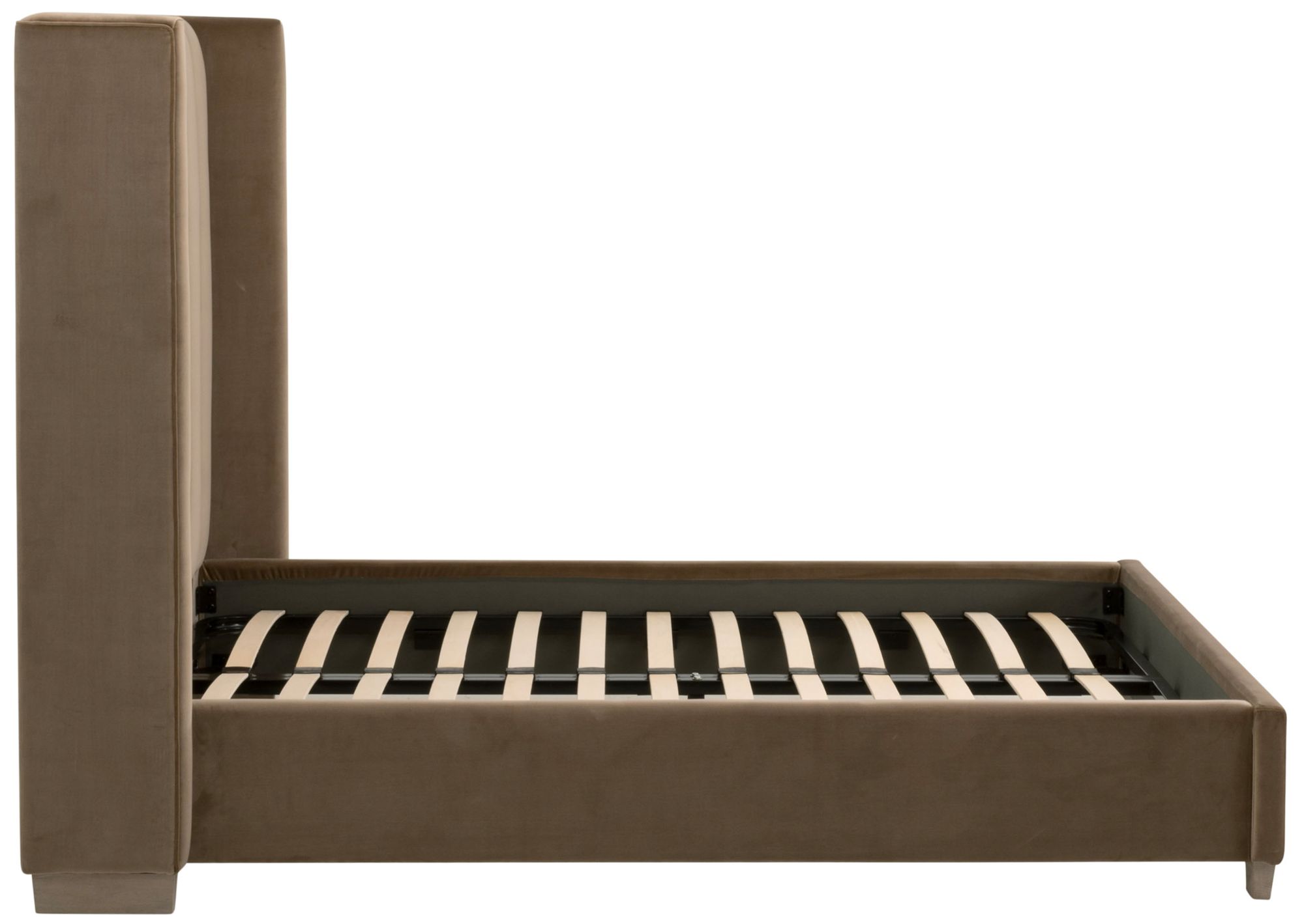 Chandler Queen Bed, Caramel Velvet, Natural Gray Oak