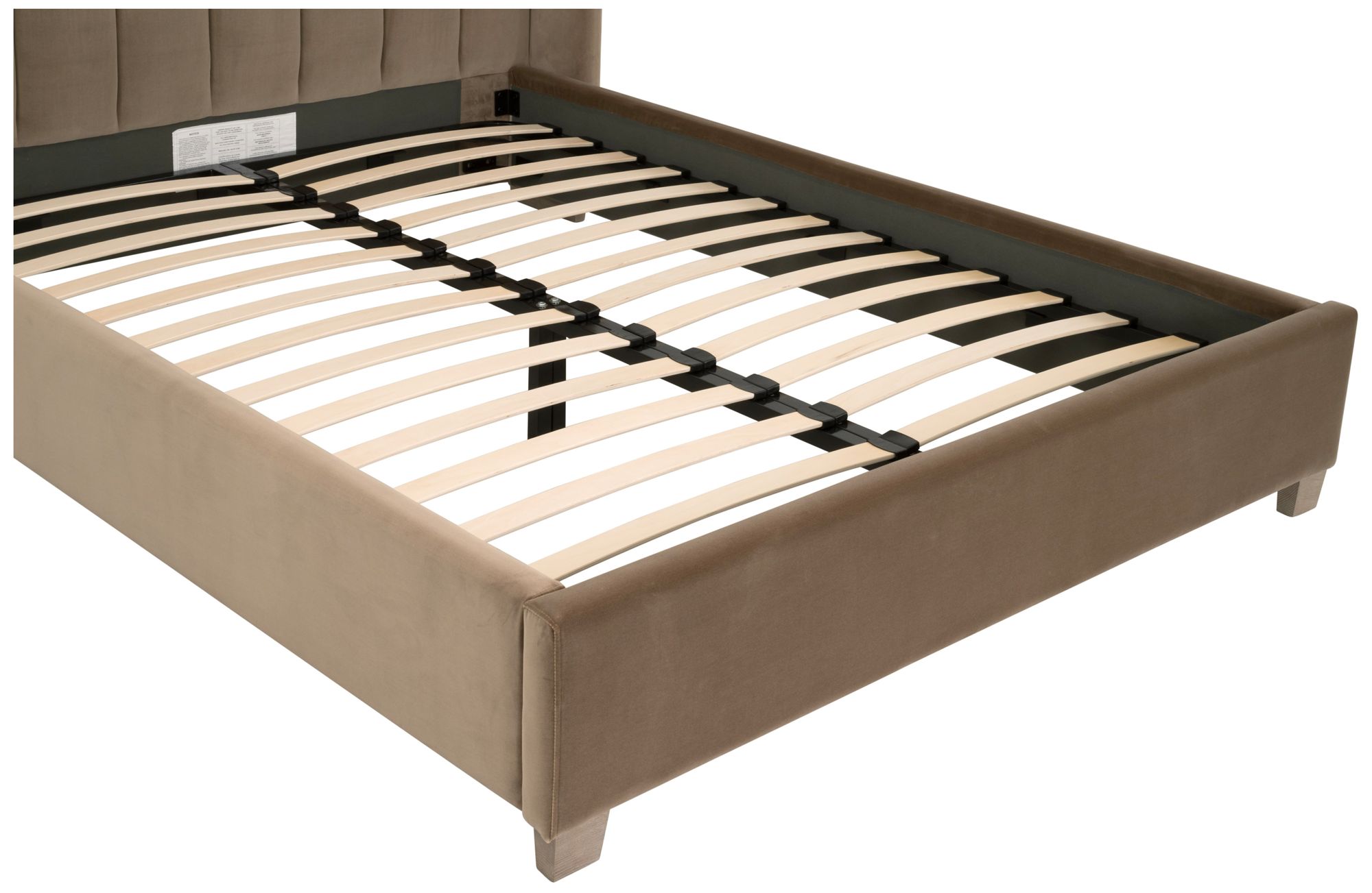 Chandler Queen Bed, Caramel Velvet, Natural Gray Oak