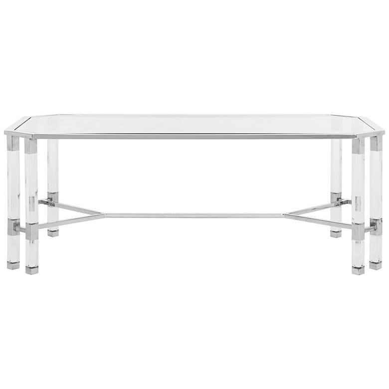 Image 1 Chandon 48 inch Wide Chrome Steel and Clear Glass Coffee Table